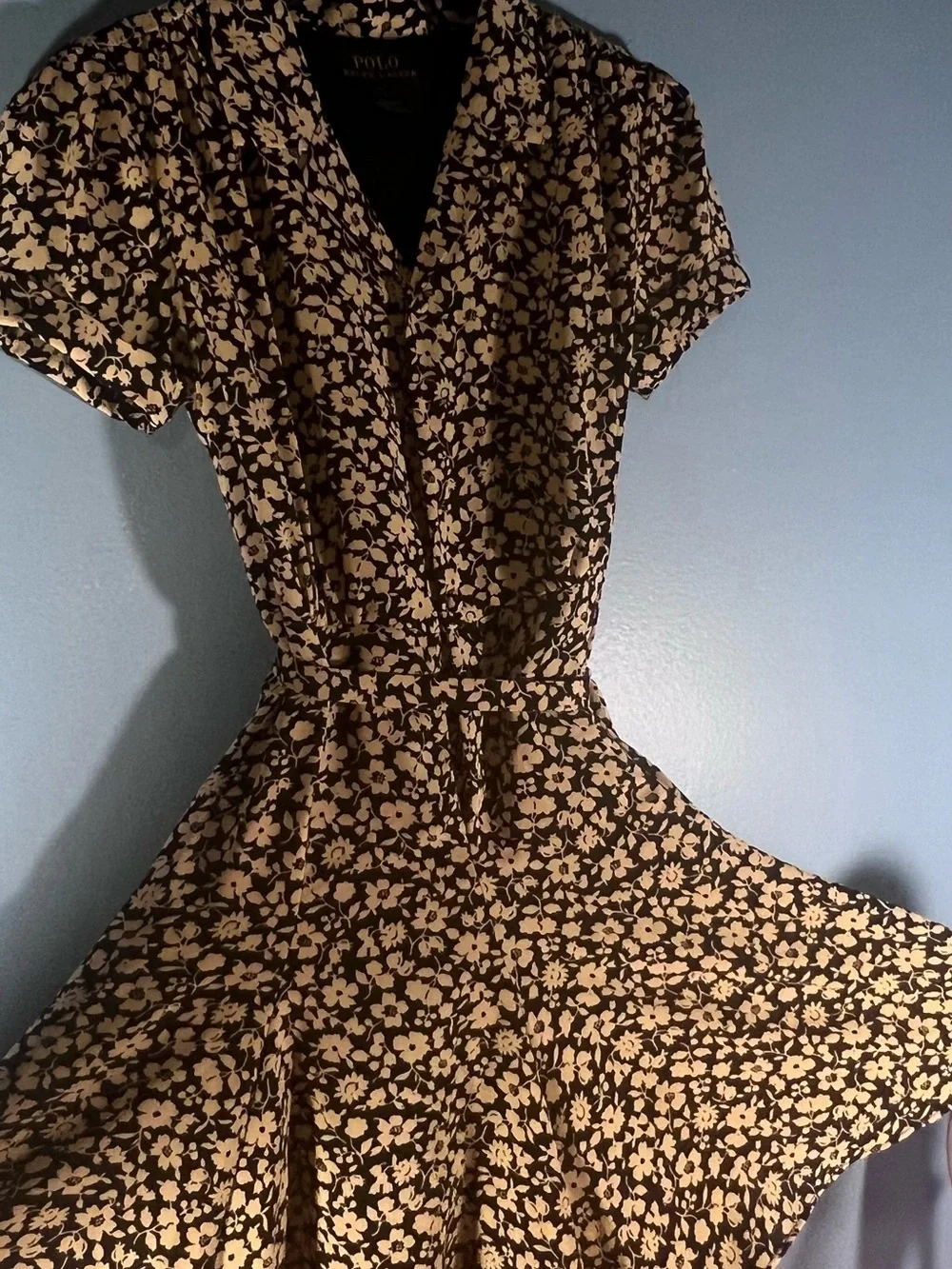 Polo by Ralph Lauren Black Dress with Cream Floral Print